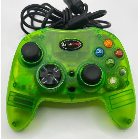 LOT(2) Green Wired Gamestop Controller BB-136 & Blue Pelican PL-2053 For Xbox - Picture 2 of 7